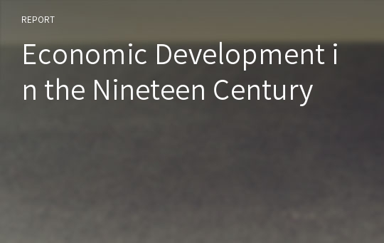 Economic Development in the Nineteen Century
