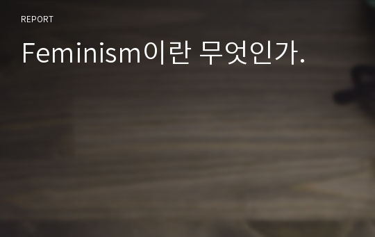 Feminism이란 무엇인가.