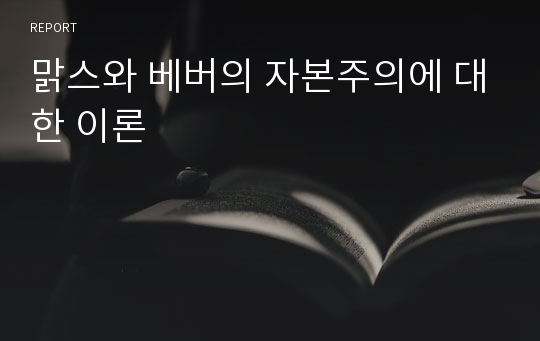 맑스와 베버의 자본주의에 대한 이론