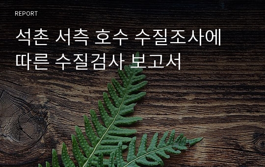 석촌 서측 호수 수질조사에 따른 수질검사 보고서