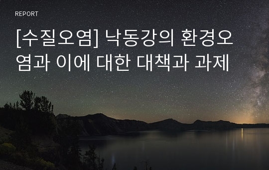 [수질오염] 낙동강의 환경오염과 이에 대한 대책과 과제