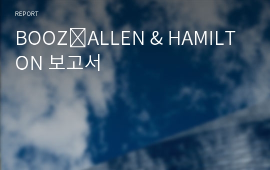 BOOZ∙ALLEN &amp; HAMILTON 보고서