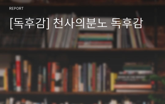 [독후감] 천사의분노 독후감