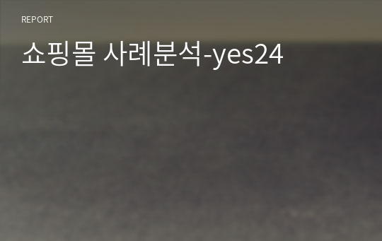 쇼핑몰 사례분석-yes24