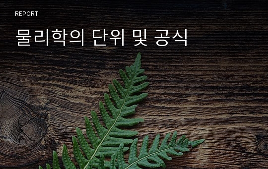 물리학의 단위 및 공식