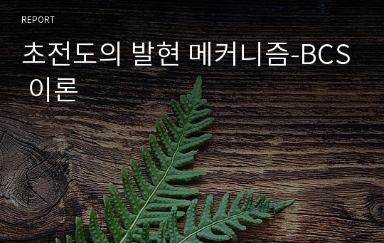 초전도의 발현 메커니즘-BCS 이론