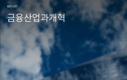 금융산업과개혁