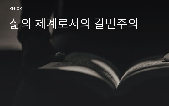 삶의 체계로서의 칼빈주의