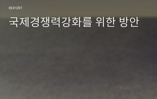 국제경쟁력강화를 위한 방안