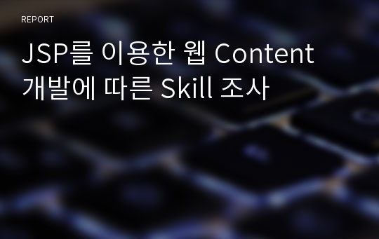 JSP를 이용한 웹 Content 개발에 따른 Skill 조사