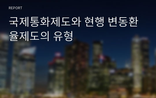 국제통화제도와 현행 변동환율제도의 유형