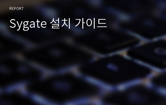 Sygate 설치 가이드