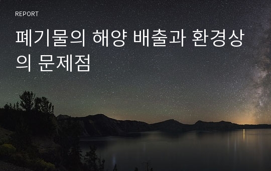 폐기물의 해양 배출과 환경상의 문제점