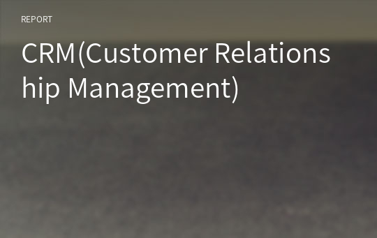 CRM(Customer Relationship Management)