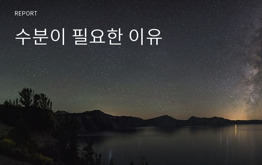 수분이 필요한 이유