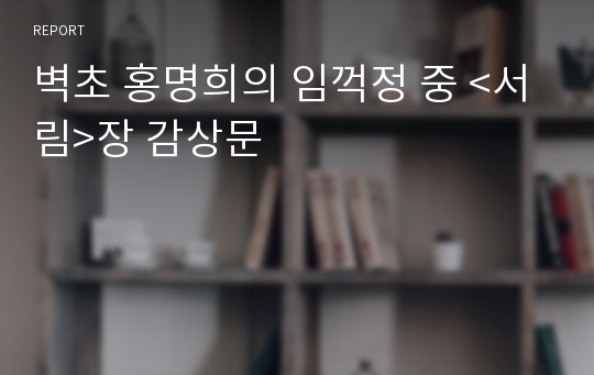 벽초 홍명희의 임꺽정 중 &lt;서림&gt;장 감상문