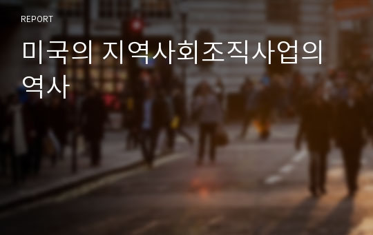 미국의 지역사회조직사업의 역사