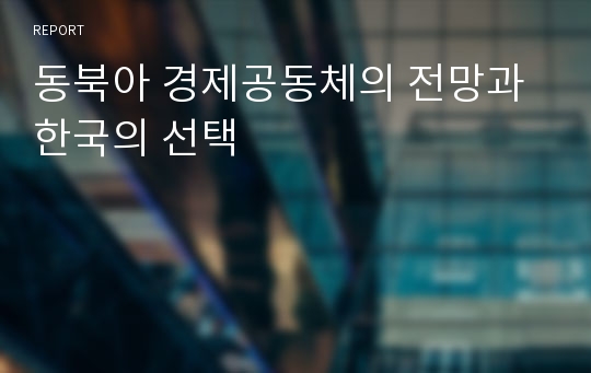 동북아 경제공동체의 전망과 한국의 선택
