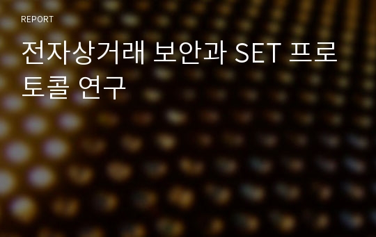 전자상거래 보안과 SET 프로토콜 연구