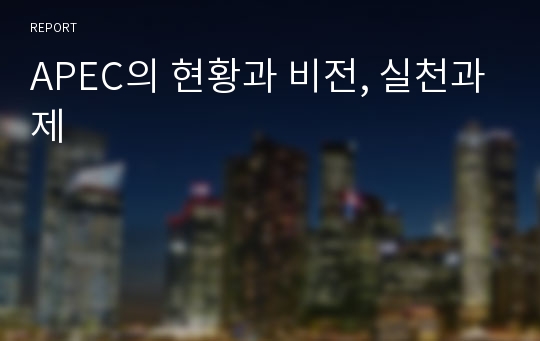 APEC의 현황과 비전, 실천과제