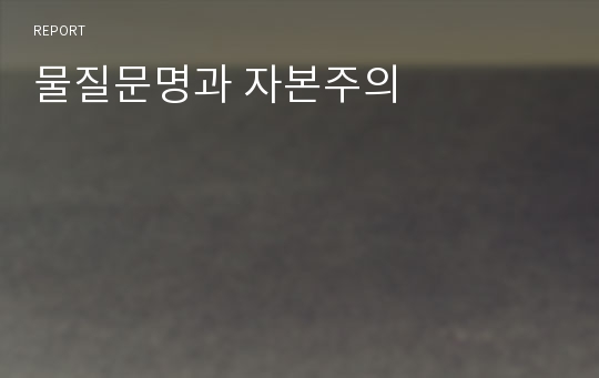 물질문명과 자본주의