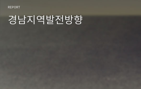 경남지역발전방향