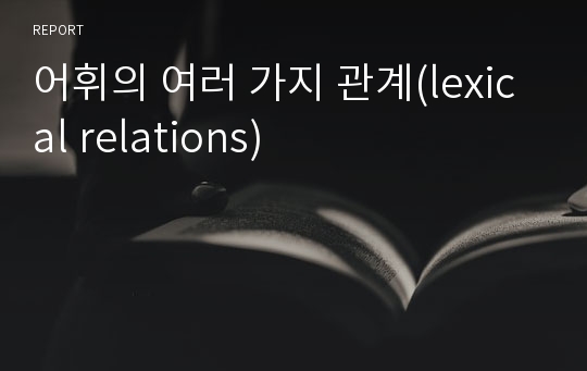 어휘의 여러 가지 관계(lexical relations)
