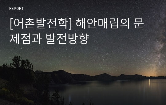 [어촌발전학] 해안매립의 문제점과 발전방향