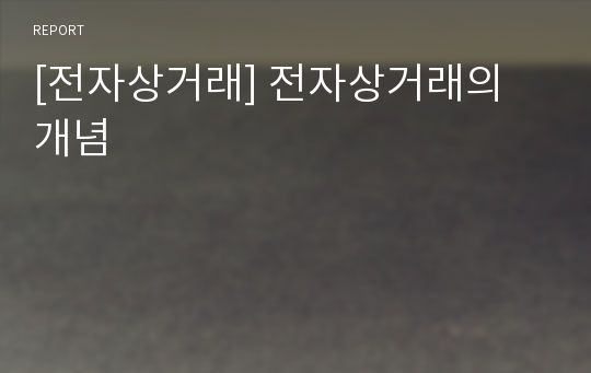 [전자상거래] 전자상거래의 개념