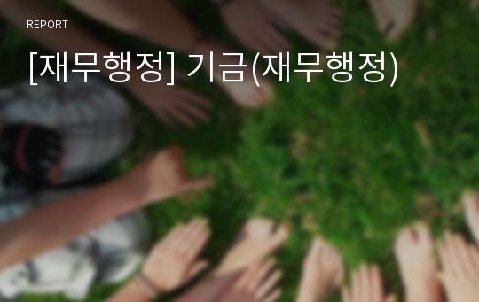 [재무행정] 기금(재무행정)