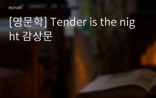 [영문학] Tender is the night 감상문
