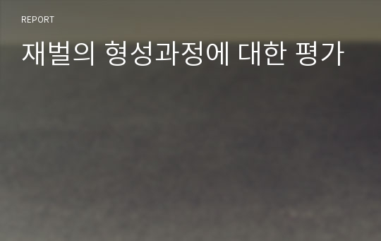 재벌의 형성과정에 대한 평가