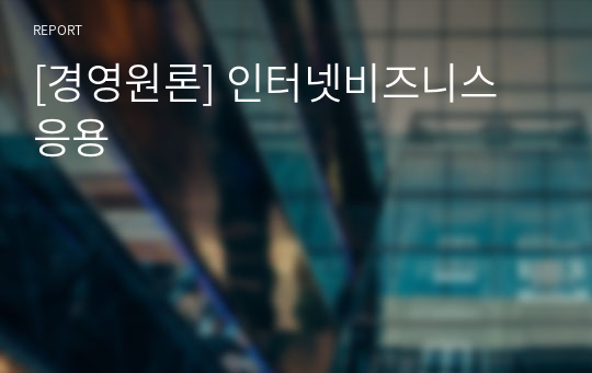[경영원론] 인터넷비즈니스 응용