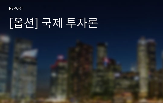 [옵션] 국제 투자론