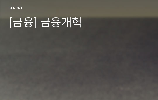 [금융] 금융개혁