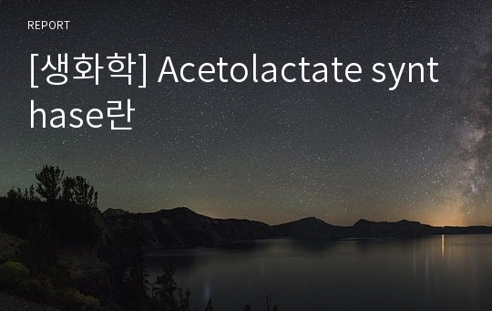 [생화학] Acetolactate synthase란