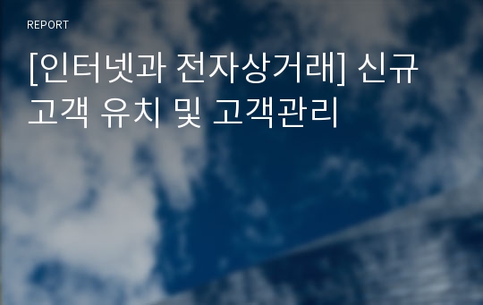 [인터넷과 전자상거래] 신규고객 유치 및 고객관리