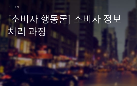 [소비자 행동론] 소비자 정보처리 과정