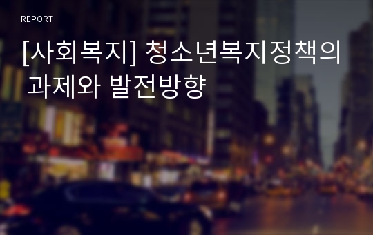 [사회복지] 청소년복지정책의 과제와 발전방향