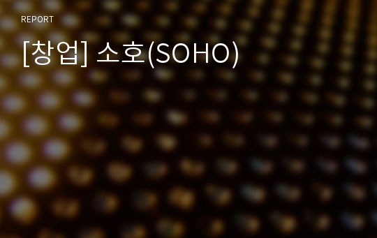 [창업] 소호(SOHO)