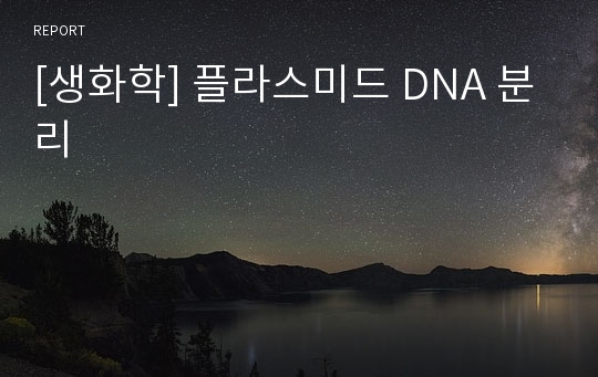 [생화학] 플라스미드 DNA 분리