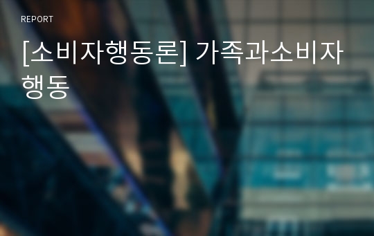 [소비자행동론] 가족과소비자행동