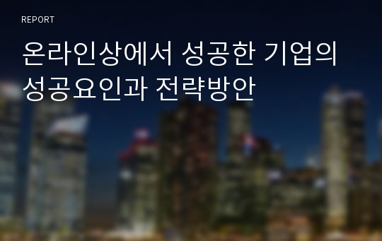 온라인상에서 성공한 기업의 성공요인과 전략방안