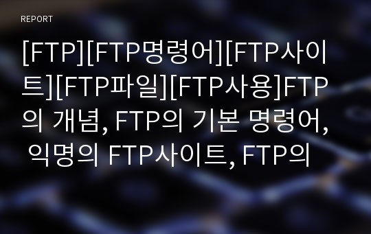 [FTP][FTP명령어][FTP사이트][FTP파일][FTP사용]FTP의 개념, FTP의 기본 명령어, 익명의 FTP사이트, FTP의 파일 형태, FTP의 파일받기와 파일업로드, FTP 사용시 주의사항에 관한 분석