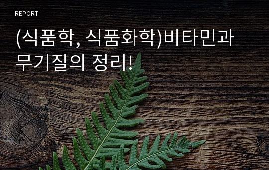 (식품학, 식품화학)비타민과 무기질의 정리!