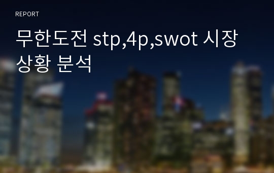 무한도전 stp,4p,swot 시장상황 분석