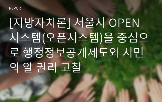 [지방자치론] 서울시 OPEN시스템(오픈시스템)을 중심으로 행정정보공개제도와 시민의 알 권리 고찰