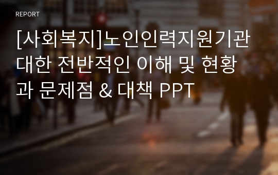 [사회복지]노인인력지원기관대한 전반적인 이해 및 현황과 문제점 &amp; 대책 PPT