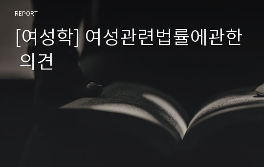 [여성학] 여성관련법률에관한 의견