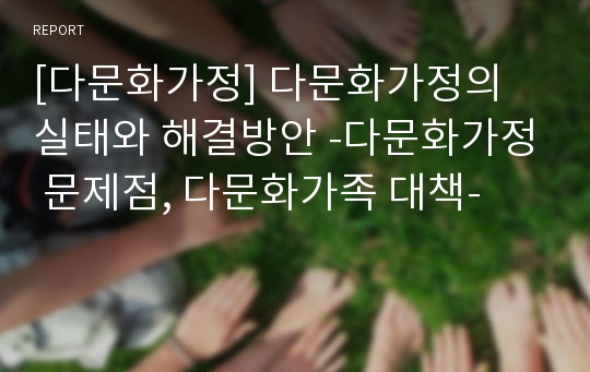 [다문화가정] 다문화가정의 실태와 해결방안 -다문화가정 문제점, 다문화가족 대책-